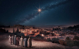 Mary and Joseph arrive into Bethlehem for Jesus birth, Bright Star in the night sky