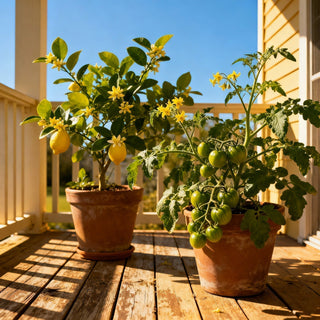 Potted lemon trees in sunlight — symbol of faith and provision.