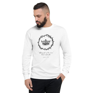 Blessed is the Man - Men's Champion Long Sleeve Shirt ShellMiddy mens-champion-long-sleeve-shirt-white-front-654b0ec53d4a3