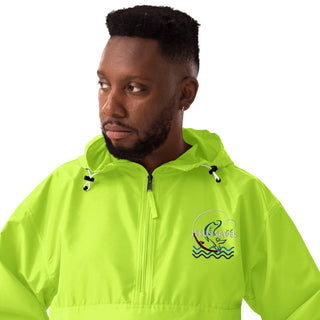 Jesus Saves Embroidered Champion Packable Jacket ShellMiddy embroidered-champion-packable-jacket-safety-green-zoomed-in-654af2e33ad6f