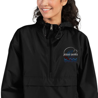Jesus Saves Embroidered Champion Packable Jacket ShellMiddy embroidered-champion-packable-jacket-black-zoomed-in-654af2e33a969