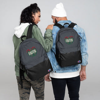 Keeping The Faith Embroidered Champion Backpack ShellMiddy champion-backpack-heather-black-black-front-654b0c7b6dfa1