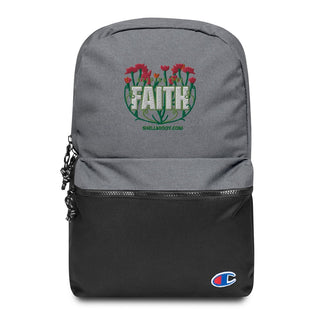 Keeping The Faith Embroidered Champion Backpack ShellMiddy champion-backpack-heather-grey-black-front-654b0c7b6e3a8