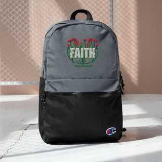 Keeping The Faith Embroidered Champion Backpack ShellMiddy champion-backpack-heather-grey-black-front-654b0c7b6e14d
