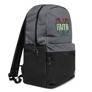 Keeping The Faith Embroidered Champion Backpack ShellMiddy champion-backpack-heather-grey-black-right-front-654b0c7b6e457