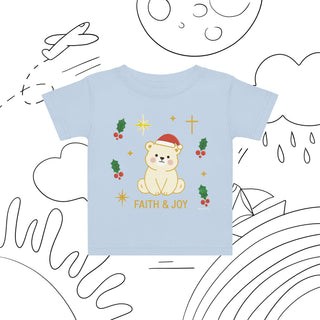 Faith & Joy Christmas Bear – Baby Jersey T-Shirt baby christian shirt, baby holiday outfit If you'd like, baby jersey tee, christian baby gift, christmas baby tee, christmas bear shirt, faith and joy shirt, faith baby clothes, holiday toddler apparel, I can also create:, kids, ShellMiddy kids ShellMiddy Shirts & Tops Product mockup