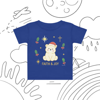 Faith & Joy Christmas Bear – Baby Jersey T-Shirt baby christian shirt, baby holiday outfit If you'd like, baby jersey tee, christian baby gift, christmas baby tee, christmas bear shirt, faith and joy shirt, faith baby clothes, holiday toddler apparel, I can also create:, kids, ShellMiddy kids ShellMiddy Shirts & Tops Product mockup