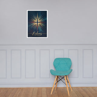 Echoes of Grace – Museum-Quality Christian Art Poster christian home styling, christian poster, echoes of grace poster, faith wall decor, gold cross artwork, poster, radiant cross art, religious gifts, scripture inspired art ShellMiddy Posters, Prints, & Visual Artwork 