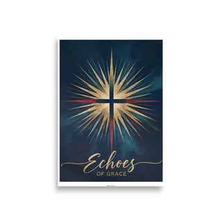 Echoes of Grace – Museum-Quality Christian Art Poster christian home styling, christian poster, echoes of grace poster, faith wall decor, gold cross artwork, poster, radiant cross art, religious gifts, scripture inspired art ShellMiddy Posters, Prints, & Visual Artwork Product mockup