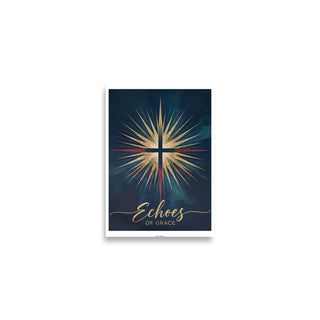 Echoes of Grace – Museum-Quality Christian Art Poster christian home styling, christian poster, echoes of grace poster, faith wall decor, gold cross artwork, poster, radiant cross art, religious gifts, scripture inspired art ShellMiddy Posters, Prints, & Visual Artwork Product mockup