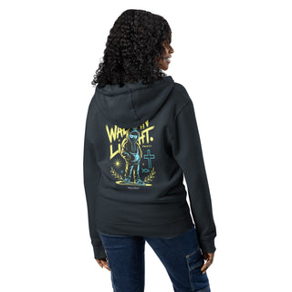 Walk in Light™ Psalm 27:1 Zip Hoodie — Christian Streetwear christian hoodie, christian streetwear, christian zip jacket, faith apparel, Hoodie, hoodie with bible verse, neon christian art, psalm 27:1, shellmiddy exclusive, walk in light, youth ministry merch, zip hoodie ShellMiddy Hoodie Product mockup