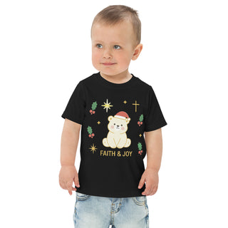 Faith & Joy Toddler T-Shirt Christian apparel for toddlers, Christian toddler shirt, Faith & Joy kids shirt, holiday toddler outfit, kids, kids faith clothing, toddler Christmas t-shirt, toddler gift idea ShellMiddy Shirts & Tops Product mockup