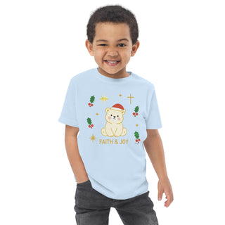 Faith & Joy Toddler T-Shirt Christian apparel for toddlers, Christian toddler shirt, Faith & Joy kids shirt, holiday toddler outfit, kids, kids faith clothing, toddler Christmas t-shirt, toddler gift idea ShellMiddy Shirts & Tops Product mockup