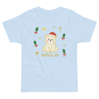 Faith & Joy Toddler T-Shirt Christian apparel for toddlers, Christian toddler shirt, Faith & Joy kids shirt, holiday toddler outfit, kids, kids faith clothing, toddler Christmas t-shirt, toddler gift idea ShellMiddy Shirts & Tops Product mockup