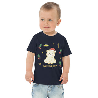 Faith & Joy Toddler T-Shirt Christian apparel for toddlers, Christian toddler shirt, Faith & Joy kids shirt, holiday toddler outfit, kids, kids faith clothing, toddler Christmas t-shirt, toddler gift idea ShellMiddy Shirts & Tops Product mockup
