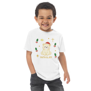 Faith & Joy Toddler T-Shirt Christian apparel for toddlers, Christian toddler shirt, Faith & Joy kids shirt, holiday toddler outfit, kids, kids faith clothing, toddler Christmas t-shirt, toddler gift idea ShellMiddy Shirts & Tops Product mockup