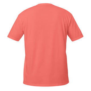 Back view of Thank GOD for Jesus Christian T-shirt in Coral Silk