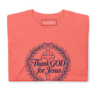Thank GOD for Jesus Christian T-shirt in Coral Silk, additional front view