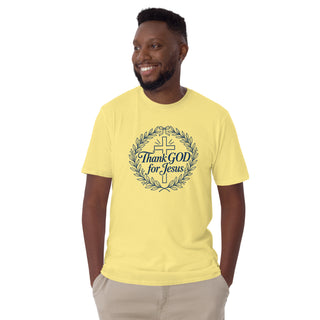 Thank GOD for Jesus Christian T-shirt in Cornsilk, front mockup