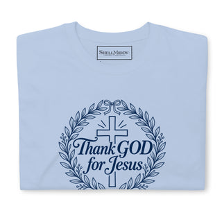 Thank GOD for Jesus Christian T-shirt in Light Blue, additional front view