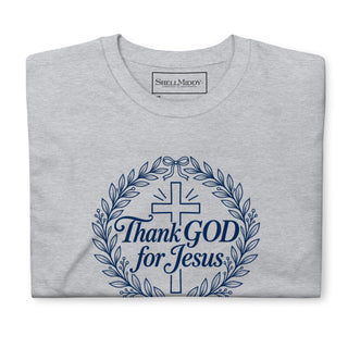 Thank GOD for Jesus Christian T-shirt in Sport Grey, additional front view