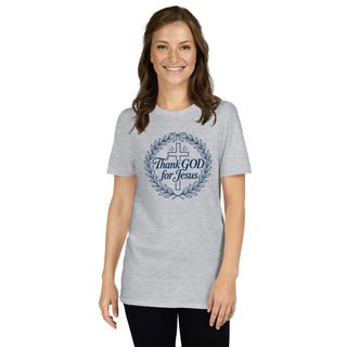 Thank GOD for Jesus Christian T-shirt in Sport Grey, alternate front view