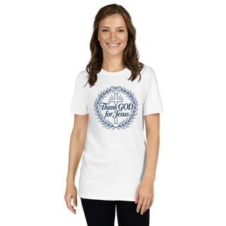 Thank GOD for Jesus Christian T-shirt in White, alternate front view