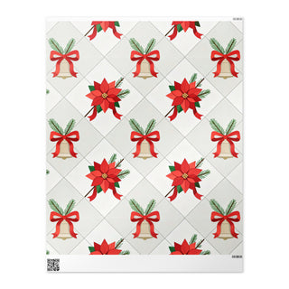 Christmas Bells & Poinsettias Gift Wrap – Premium Holiday Wrapping Paper accessories, bells gift wrap, christmas decor, christmas wrapping paper, festive paper, gift wrapping, holiday gift wrap, holiday supplies, poinsettia paper, winter gifting, wrapping sheets ShellMiddy Wrapping Paper Product mockup