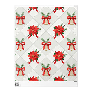Christmas Bells & Poinsettias Gift Wrap – Premium Holiday Wrapping Paper accessories, bells gift wrap, christmas decor, christmas wrapping paper, festive paper, gift wrapping, holiday gift wrap, holiday supplies, poinsettia paper, winter gifting, wrapping sheets ShellMiddy Wrapping Paper Product mockup