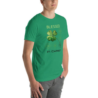 Blessed In Christ Clover T-shirt ShellMiddy Blessed In Christ Clover T-shirt Shirts & Tops unisex-staple-t-shirt-kelly-right-front-63edc907b7a92 unisex-staple-t-shirt-kelly-right-front-63edc907b7a92-8