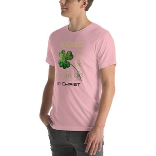 Blessed In Christ Clover T-shirt ShellMiddy Blessed In Christ Clover T-shirt Shirts & Tops unisex-staple-t-shirt-pink-left-front-63edc907c8132 unisex-staple-t-shirt-pink-left-front-63edc907c8132-2