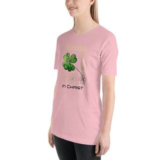 Blessed In Christ Clover T-shirt ShellMiddy Blessed In Christ Clover T-shirt Shirts & Tops unisex-staple-t-shirt-pink-left-front-63edc907b3b4c unisex-staple-t-shirt-pink-left-front-63edc907b3b4c-6