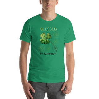 Blessed In Christ Clover T-shirt ShellMiddy Blessed In Christ Clover T-shirt Shirts & Tops unisex-staple-t-shirt-kelly-front-63edc907a14a9 unisex-staple-t-shirt-kelly-front-63edc907a14a9-1