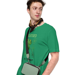 Blessed In Christ Clover T-shirt ShellMiddy Blessed In Christ Clover T-shirt Shirts & Tops unisex-staple-t-shirt-kelly-left-front-63edc907a71a1 unisex-staple-t-shirt-kelly-left-front-63edc907a71a1-8