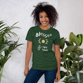 Blessed and Favored T-Shirt ShellMiddy Blessed and Favored T-Shirt Shirts & Tops Blessed and Highly Favored worded T-Shirt with crowned smiley face and unisex-staple-t-shirt-forest-front-61fad390b5f1e unisex-staple-t-shirt-forest-front-61fad390b5f1e-9