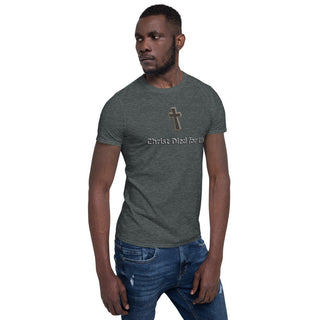 Christ Died For Us T-Shirt ShellMiddy Christ Died For Us T-Shirt Shirts & Tops Christ Died For Us T-Shirt Dark Heather Side View unisex-basic-softstyle-t-shirt-dark-heather-right-front-6245dc004bbd0 unisex-basic-softstyle-t-shirt-dark-heather-right-front-6245dc004bbd0-1