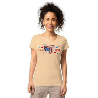 I Love USA Organic T-Shirt ShellMiddy I Love USA Organic T-Shirt Shirts & Tops I Love USA Organic T-Shirt Peach womens-basic-organic-t-shirt-sand-front-62d25153d1105 womens-basic-organic-t-shirt-sand-front-62d25153d1105-3