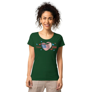 I Love USA Organic T-Shirt ShellMiddy I Love USA Organic T-Shirt Shirts & Tops I Love USA Organic T-Shirt Green womens-basic-organic-t-shirt-bottle-green-front-62d25153c4291 womens-basic-organic-t-shirt-bottle-green-front-62d25153c4291-6