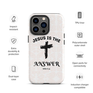 Jesus Is The Answer Tough Case for iPhone® ShellMiddy Jesus Is The Answer Tough Case for iPhone® Mobile Phone Case tough-case-for-iphone-matte-iphone-13-pro-front-65050e1185122 tough-case-for-iphone-matte-iphone-13-pro-front-65050e1185122-3