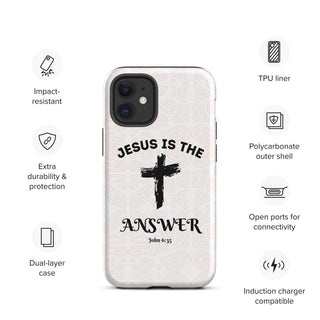 Jesus Is The Answer Tough Case for iPhone® ShellMiddy Jesus Is The Answer Tough Case for iPhone® Mobile Phone Case tough-case-for-iphone-matte-iphone-12-mini-front-65050e1184c80 tough-case-for-iphone-matte-iphone-12-mini-front-65050e1184c80-6