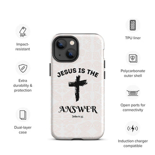 Jesus Is The Answer Tough Case for iPhone® ShellMiddy Jesus Is The Answer Tough Case for iPhone® Mobile Phone Case tough-case-for-iphone-matte-iphone-13-mini-front-65050e1184f23 tough-case-for-iphone-matte-iphone-13-mini-front-65050e1184f23-8