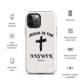 Jesus Is The Answer Tough Case for iPhone® ShellMiddy Jesus Is The Answer Tough Case for iPhone® Mobile Phone Case tough-case-for-iphone-matte-iphone-12-pro-front-65050e1184da8 tough-case-for-iphone-matte-iphone-12-pro-front-65050e1184da8-2