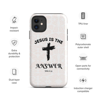Jesus Is The Answer Tough Case for iPhone® ShellMiddy Jesus Is The Answer Tough Case for iPhone® Mobile Phone Case tough-case-for-iphone-glossy-iphone-11-front-65050e1183e19 tough-case-for-iphone-glossy-iphone-11-front-65050e1183e19-4
