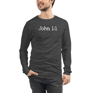 John 1:1 T-Shirt ShellMiddy John 1:1 T-Shirt Shirts & Tops unisex-long-sleeve-tee-dark-grey-heather-front-624376a49f7f3 unisex-long-sleeve-tee-dark-grey-heather-front-624376a49f7f3-0