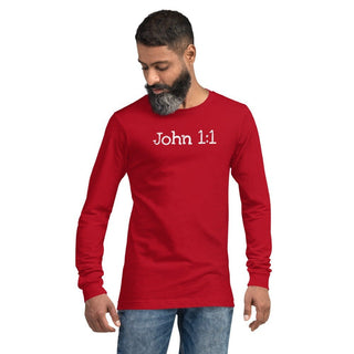 John 1:1 T-Shirt ShellMiddy John 1:1 T-Shirt Shirts & Tops unisex-long-sleeve-tee-red-front-624376a49ed2a unisex-long-sleeve-tee-red-front-624376a49ed2a-1