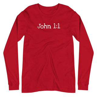 John 1:1 T-Shirt ShellMiddy John 1:1 T-Shirt Shirts & Tops unisex-long-sleeve-tee-red-front-624376a49ef74 unisex-long-sleeve-tee-red-front-624376a49ef74-7