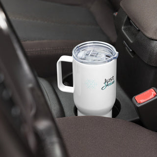 Just Jesus Travel Mug with handle ShellMiddy Just Jesus Travel Mug with handle Mug travel-mug-with-a-handle-white-25-oz-right-64f7f008d8310 travel-mug-with-a-handle-white-25-oz-right-64f7f008d8310-1