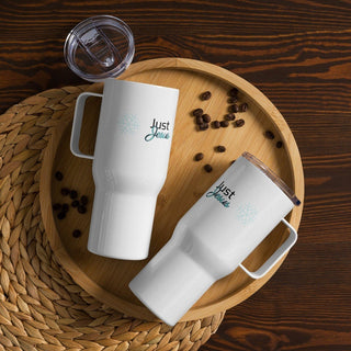 Just Jesus Travel Mug with handle ShellMiddy Just Jesus Travel Mug with handle Mug travel-mug-with-a-handle-white-25-oz-front-64fe87130b4f4 travel-mug-with-a-handle-white-25-oz-front-64fe87130b4f4-2
