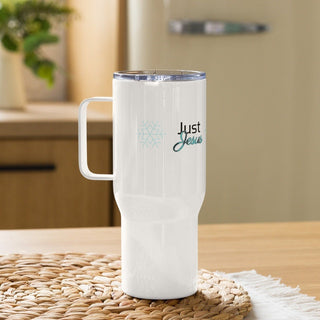 Just Jesus Travel Mug with handle ShellMiddy Just Jesus Travel Mug with handle Mug travel-mug-with-a-handle-white-25-oz-right-64fe87130b496 travel-mug-with-a-handle-white-25-oz-right-64fe87130b496-0
