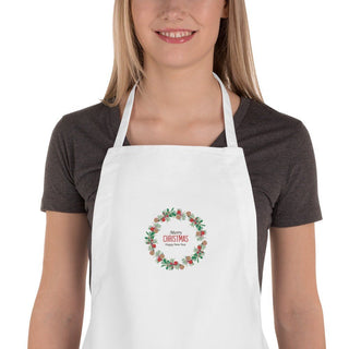 Pine Cone Wreath Embroidered Apron ShellMiddy Pine Cone Wreath Embroidered Apron Aprons Merry Christmas Pine Cone Wreath Embroidered Apron Holiday embroidered-apron-white-zoomed-in-632a299780506 embroidered-apron-white-zoomed-in-632a299780506-2